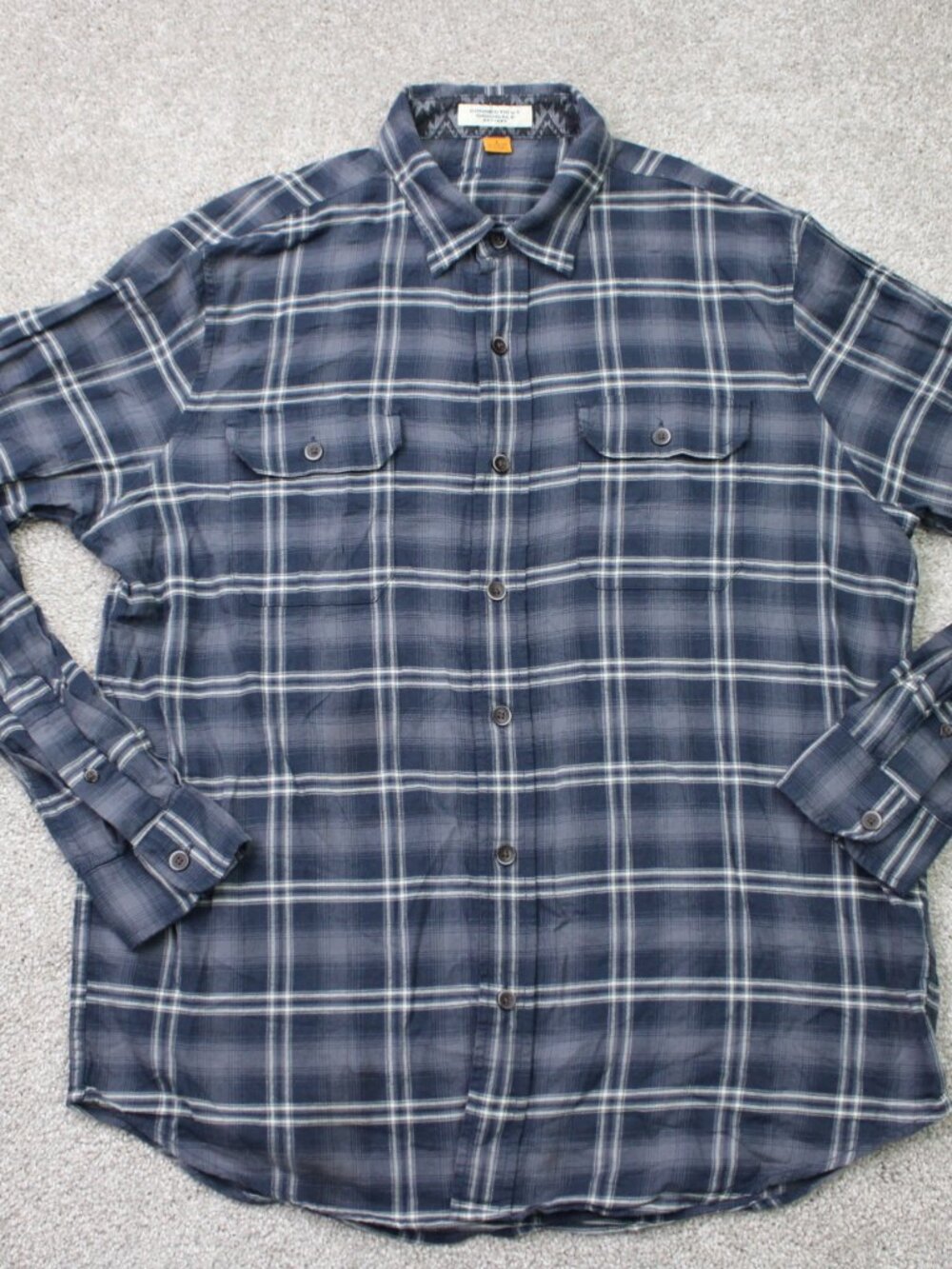 Tailor Vintage Shirt Mens Large Blue Plaid 100% Cotton Long Sleeve Button Preppy